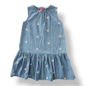 Crewcuts | Sleeveless Chambray Dress with Embroidered Unicorns (size 10)